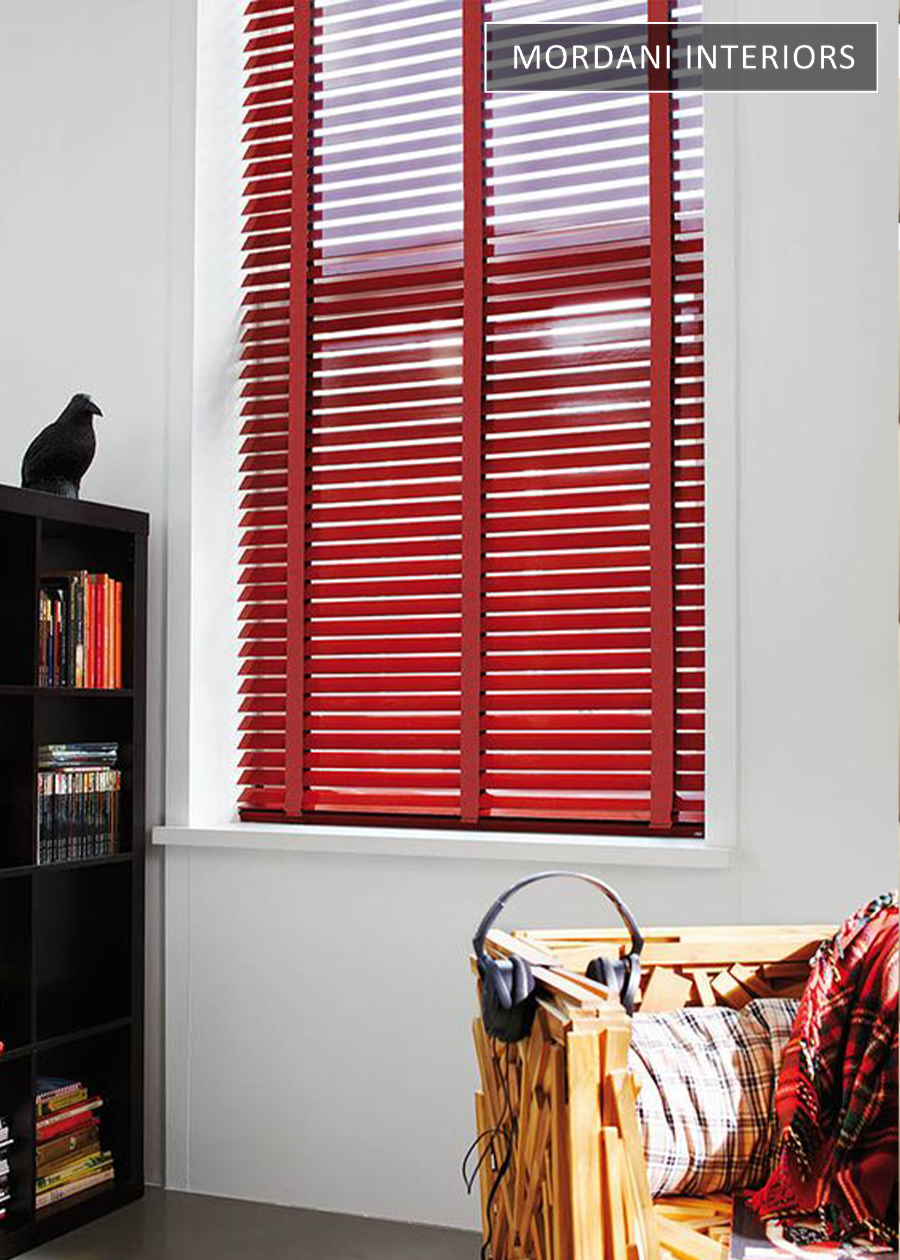 Scarlet Red Wooden Venetian Blinds